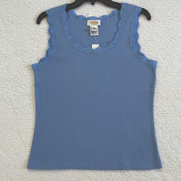 Talbots Tops - TALBOTS 100% COTTON TANK TOP/ CAMI WITH LACE DECORATIVE NECKLINE AND SLEEVE